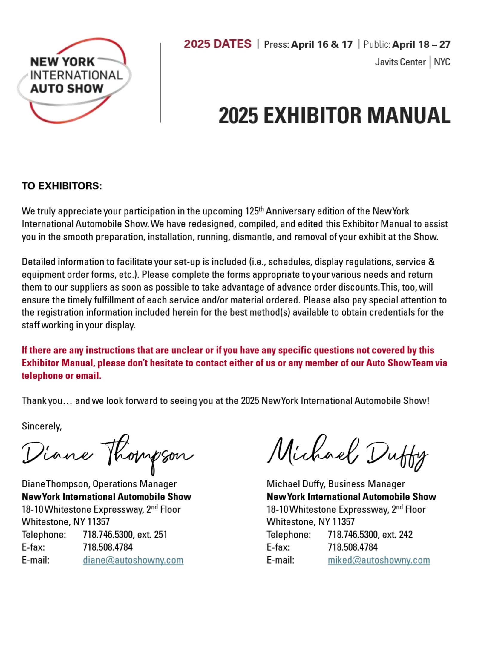 letter to exhibitors