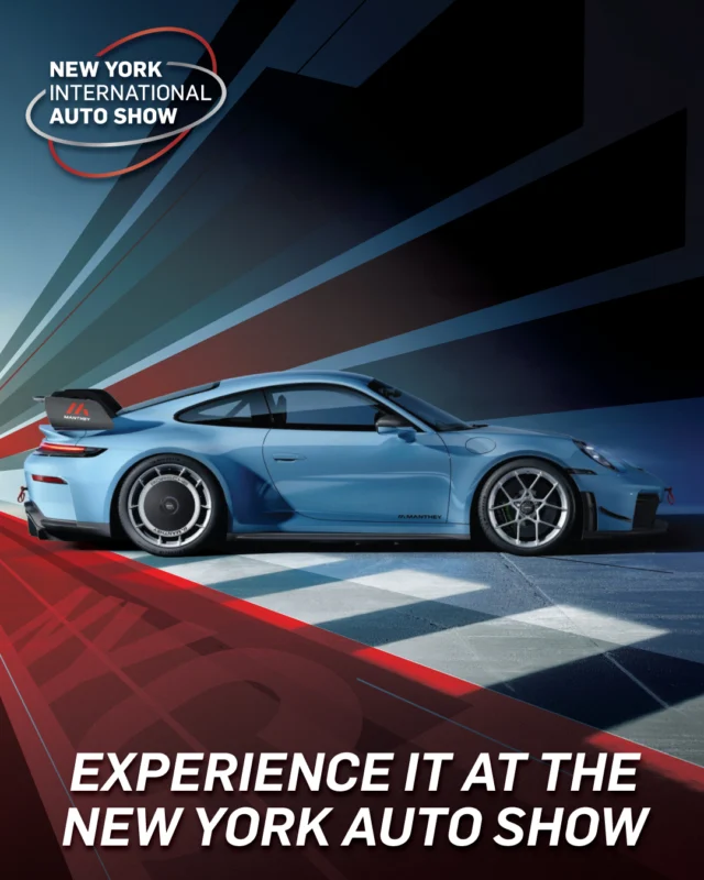 The Porsche 911 GT3 RS with Manthey Kit is a track-focused machine, engineered with enhanced aerodynamics, increased downforce, and race-optimized suspension.

Proven on the Nürburgring with a blistering 6:52.981 lap time.

See it at the New York Auto Show.

April 3–12, 2026 | Javits Center, NYC
Get your tickets now at www.autoshowny.com/