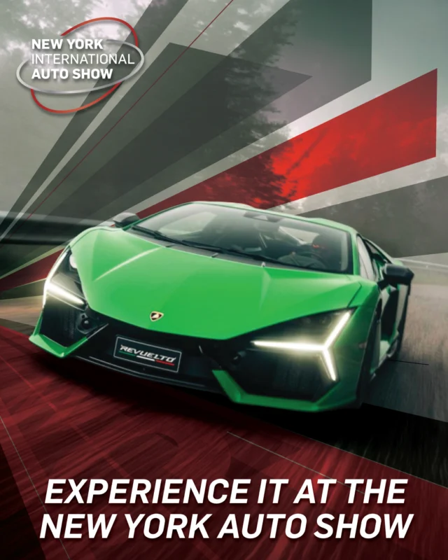This is Lamborghini unleashed.

The Revuelto pairs a naturally aspirated V12 with electrified power to deliver over 1,000 horsepower—marking a new era of high-performance engineering.

Raw. Instant. Unforgettable.

See it at the New York Auto Show.

April 3–12, 2026 | Javits Center, NYC
Get your tickets now at www.autoshowny.com/